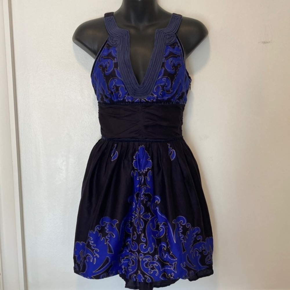 Free People Blue, Black, Gold Dress Size 2